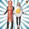 Bacon Slice and Fried Eggs Couples Costume Set Food Tunics Funny Breakfast Halloween Outfit